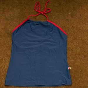 Yumiko Navy Blue Halter Tank with Red Trim